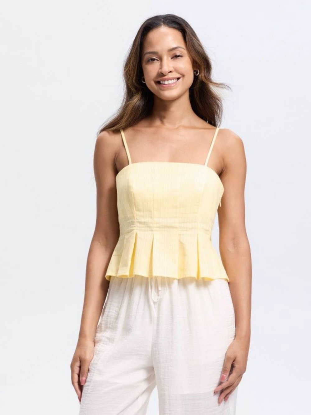 Women's Universal Thread Peplum  Yellow Tank Top Size Small New